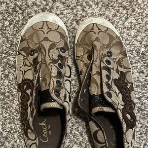 Coach Brown and Black Sneakers Slip-On Comfort